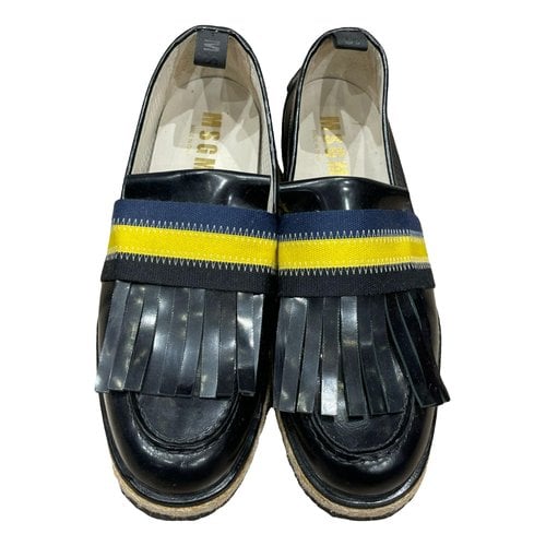 Pre-owned Msgm Patent Leather Flats In Black