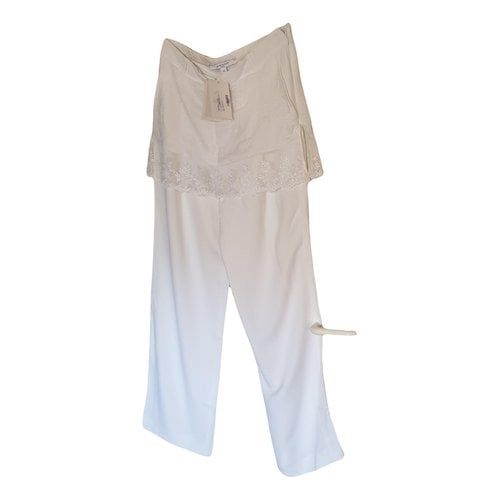 Pre-owned Givenchy Silk Large Pants In White