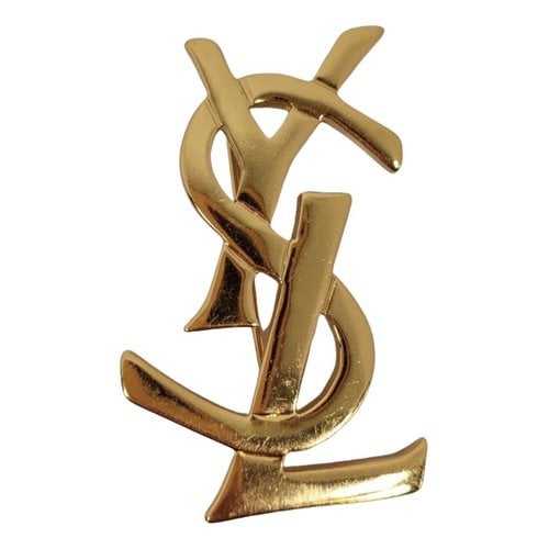 Pre-owned Saint Laurent Monogramme Pin & Brooche In Gold