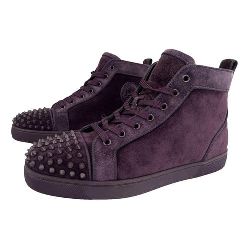 Pre-owned Christian Louboutin Louis High Trainers In Purple