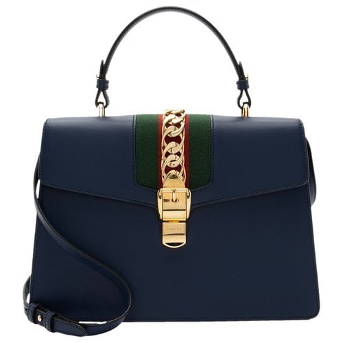 Pre-owned Gucci Sylvie Leather Satchel In Blue