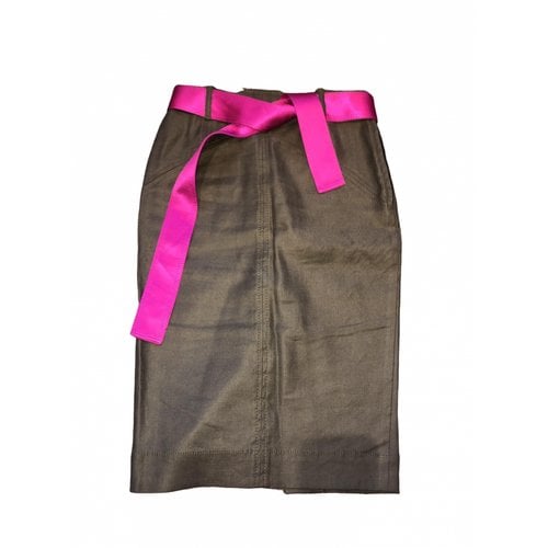 Pre-owned Diane Von Furstenberg Linen Mid-length Skirt In Khaki