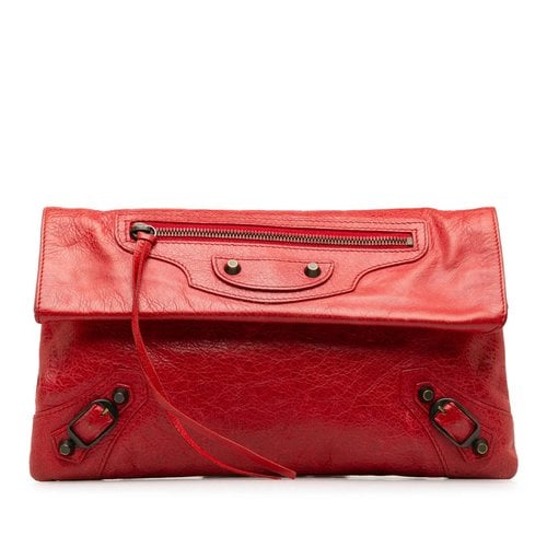 Pre-owned Balenciaga Leather Clutch Bag In Red