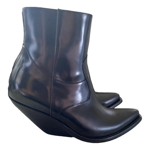 Pre-owned Vetements Leather Western Boots In Black