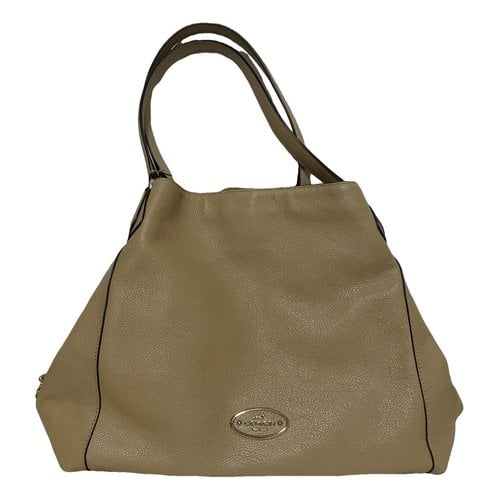 Pre-owned Coach Leather Tote In Beige
