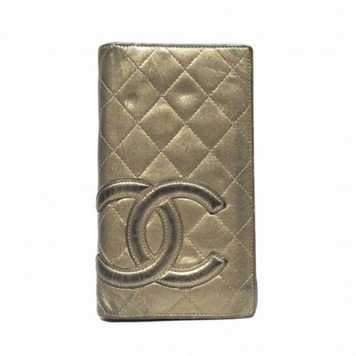 Pre-owned Chanel Cambon Leather Wallet In Gold