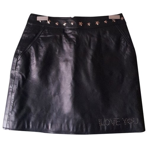 Pre-owned Frankie Morello Leather Mini Skirt In Black
