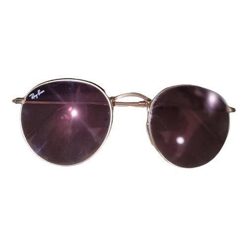 Pre-owned Ray Ban Round Aviator Sunglasses In Brown