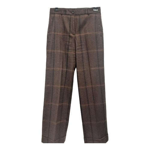 Pre-owned Peserico Wool Straight Pants In Brown