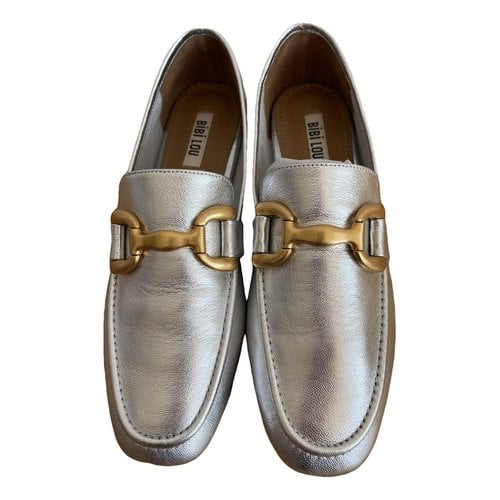 Pre-owned Bibi Lou Leather Flats In Silver
