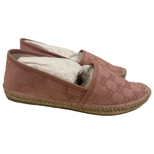 Pre-owned Gucci Lilibeth Cloth Espadrilles In Pink