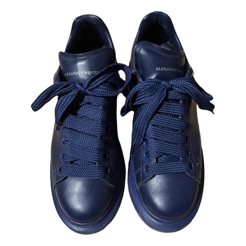 Pre-owned Alexander Mcqueen Oversize Leather Trainers In Blue
