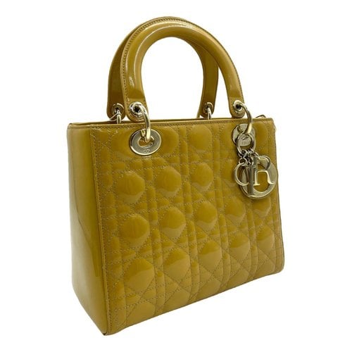 Pre-owned Dior Patent Leather Handbag In Yellow