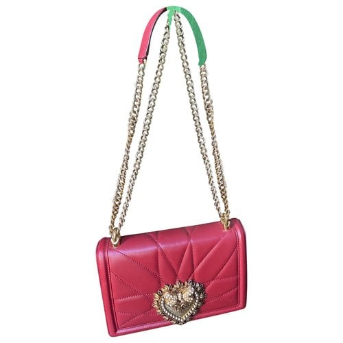 Pre-owned Dolce & Gabbana Devotion Leather Handbag In Red