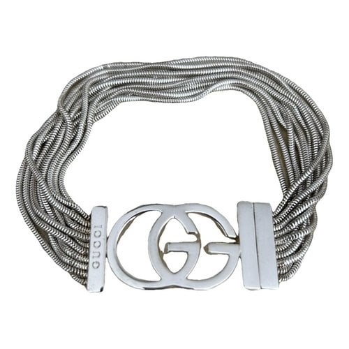 Pre-owned Gucci Gg Running Silver Bracelet