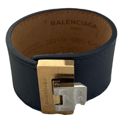 Pre-owned Balenciaga Leather Bracelet In Grey