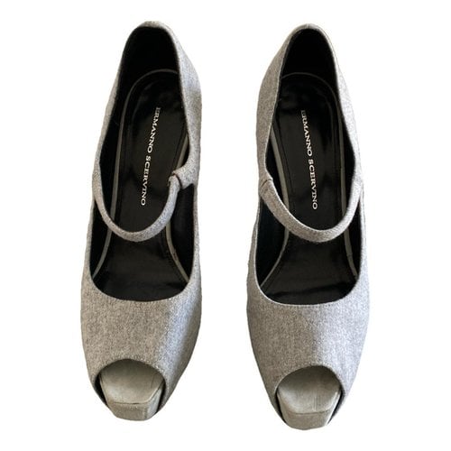 Pre-owned Ermanno Scervino Tweed Heels In Grey