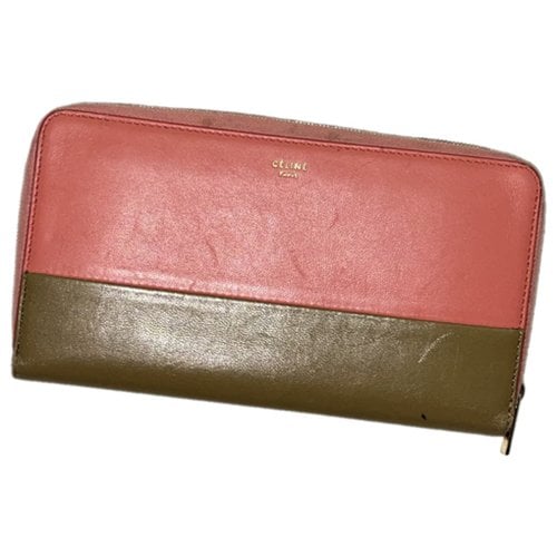Pre-owned Celine Triomphe Vintage Leather Wallet In Pink