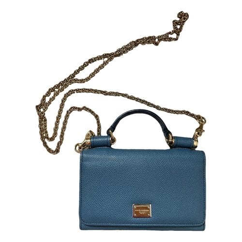 Pre-owned Dolce & Gabbana Sicily Leather Crossbody Bag In Blue