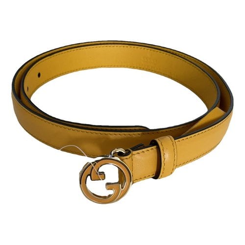 Pre-owned Gucci Blondie Leather Belt In Yellow
