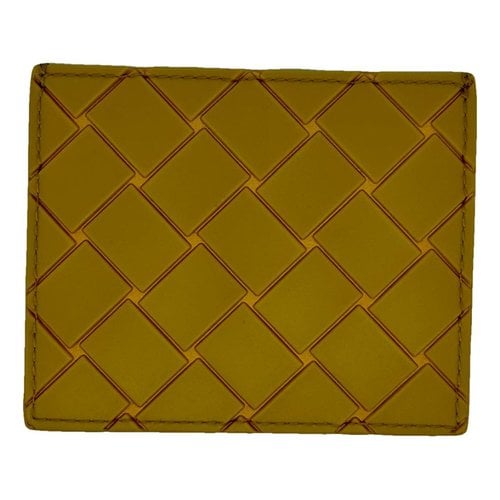 Pre-owned Bottega Veneta Leather Card Wallet In Yellow