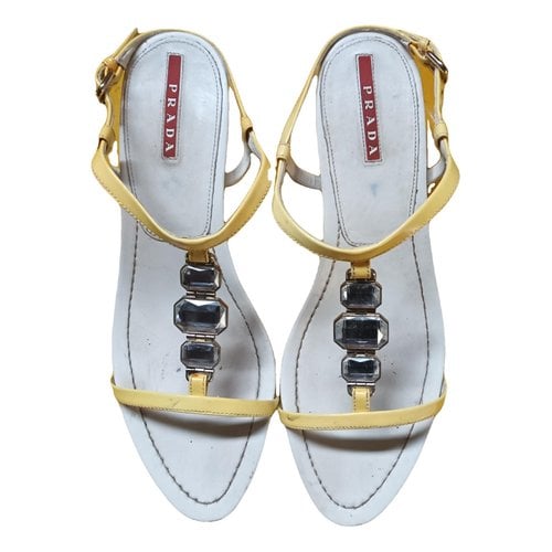 Pre-owned Prada Patent Leather Sandal In Yellow