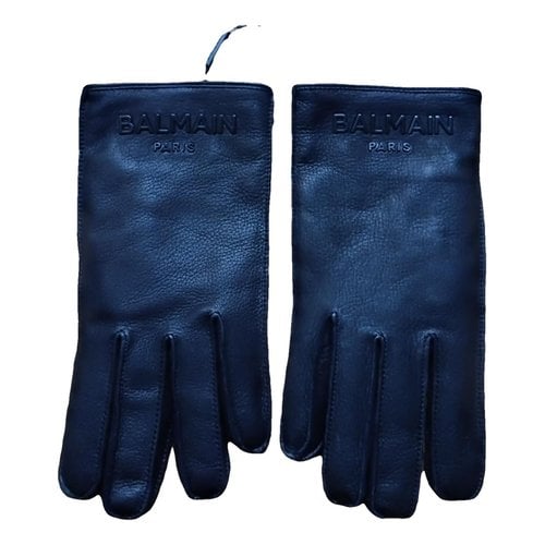 Pre-owned Balmain Leather Gloves In Black
