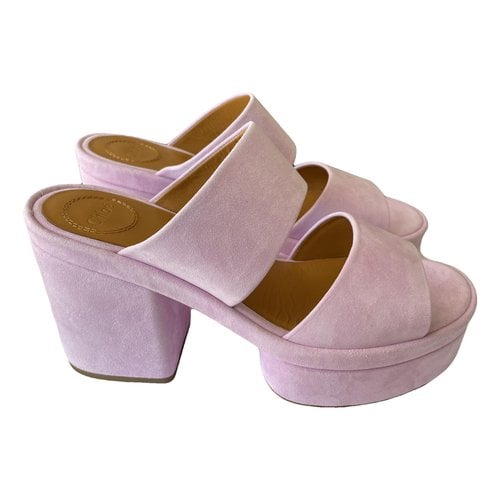 Pre-owned Chloé Odina Leather Mules In Purple