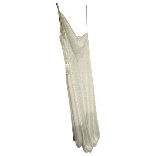 Pre-owned Jenny Yoo Silk Maxi Dress In White