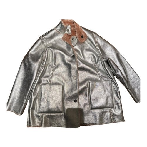 Pre-owned Opening Ceremony Faux Fur Peacoat In Silver