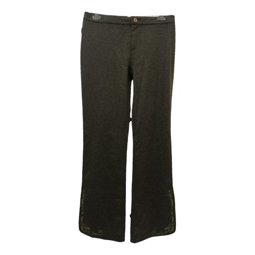 Pre-owned Moschino Wool Straight Pants In Khaki