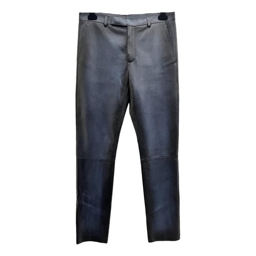 Pre-owned Berluti Leather Trousers In Navy
