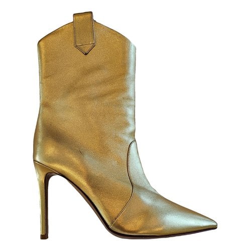 Pre-owned Alexandre Vauthier Leather Ankle Boots In Gold