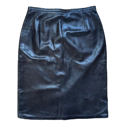 Pre-owned Paule Ka Leather Skirt In Brown