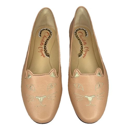 Pre-owned Charlotte Olympia Leather Flats In Pink
