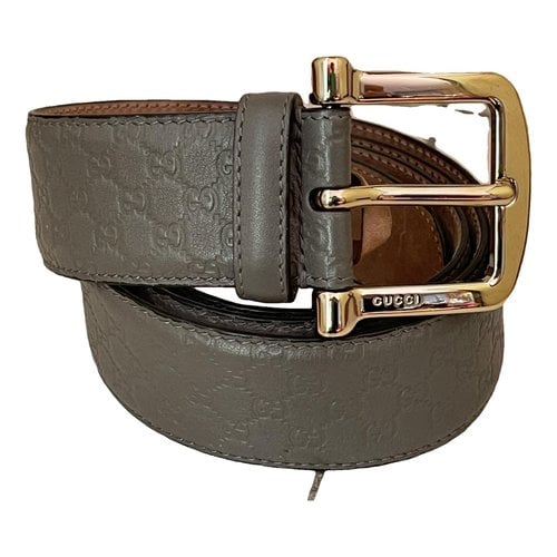 Pre-owned Gucci Leather Belt In Grey