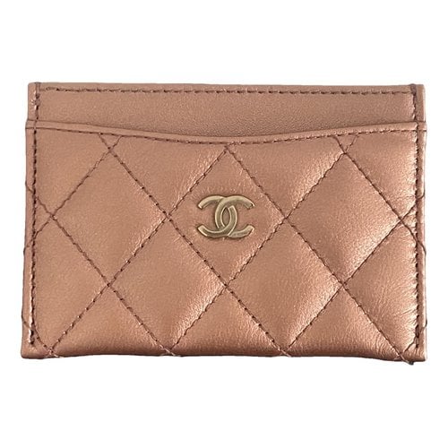 Pre-owned Chanel Timeless/classique Leather Card Wallet In Metallic