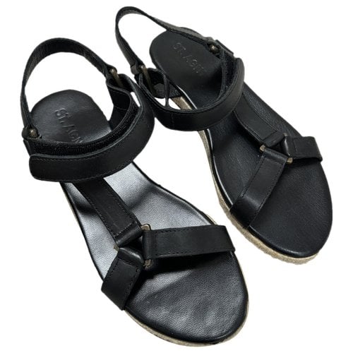 Pre-owned St Agni Leather Sandal In Black