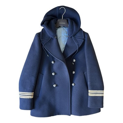 Pre-owned Gucci Wool Peacoat In Blue