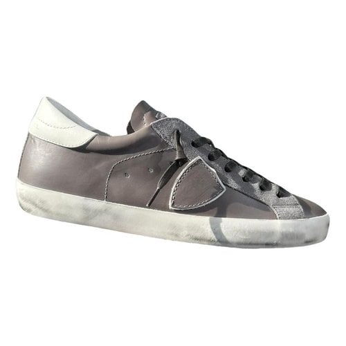 Pre-owned Philippe Model Leather Low Trainers In Grey