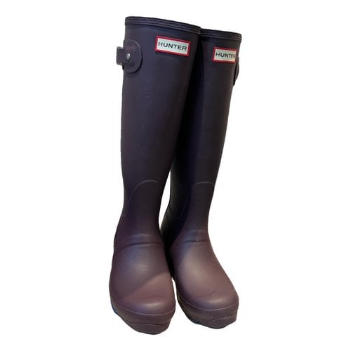 Pre-owned Hunter Wellington Boots In Purple