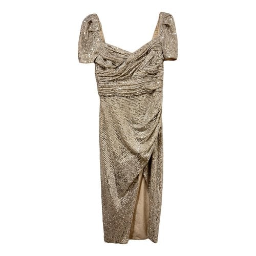 Pre-owned Self-portrait Glitter Mid-length Dress In Gold