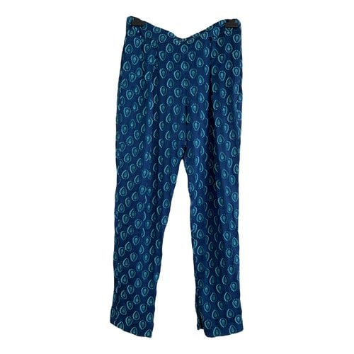 Pre-owned Chloé Silk Trousers In Blue