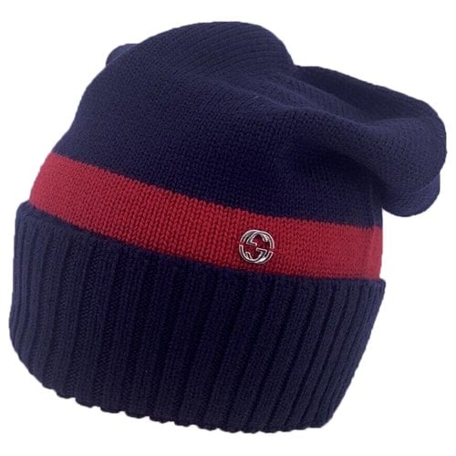 Pre-owned Gucci Wool Beanie In Blue