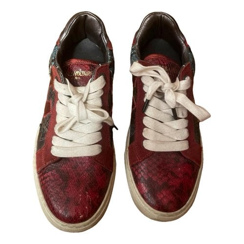 Pre-owned Zadig & Voltaire Zv1747 Nash Vegan Leather Trainers In Burgundy