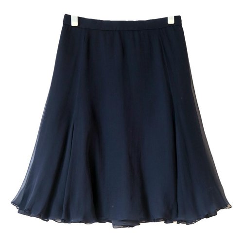 Pre-owned Rochas Silk Mid-length Skirt In Navy