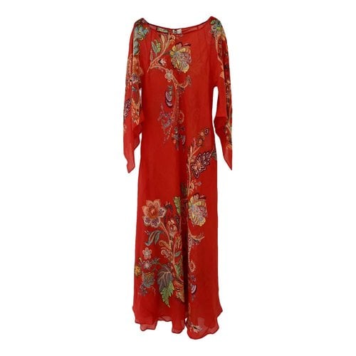 Pre-owned Etro Linen Maxi Dress In Red