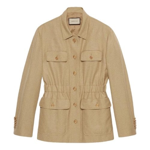 Pre-owned Gucci Linen Suit Jacket In Beige