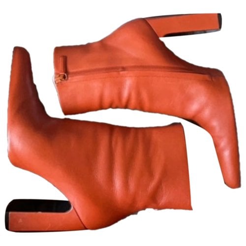 Pre-owned Balenciaga Leather Boots In Orange