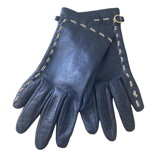 Pre-owned Roberto Cavalli Leather Gloves In Black